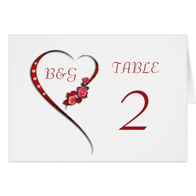 Cartes de numéro de tableau (Devant Horizontal)