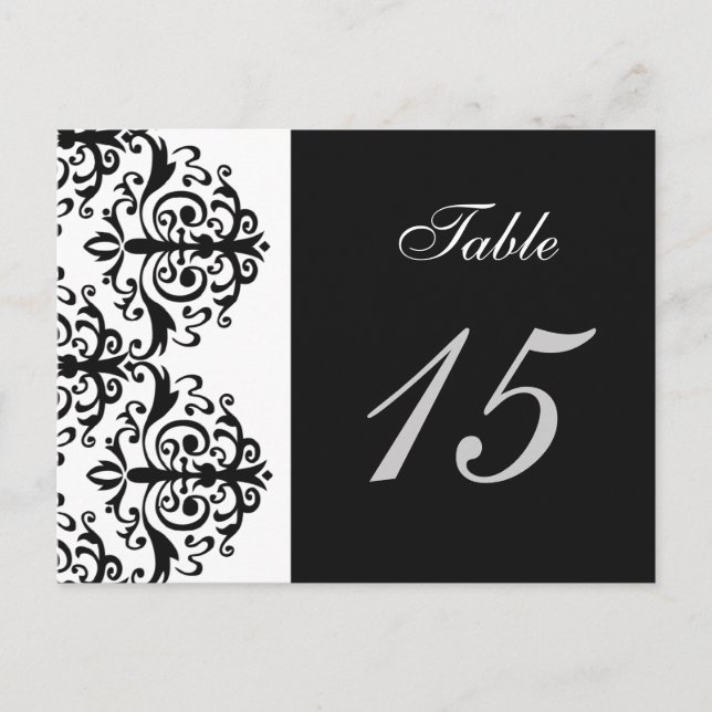 cartes de numéro de tableau damé noir et blanc (Devant)