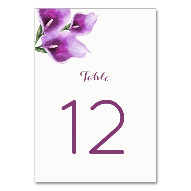 Cartes de Numéro de tableau de Calla Violet (Dos)