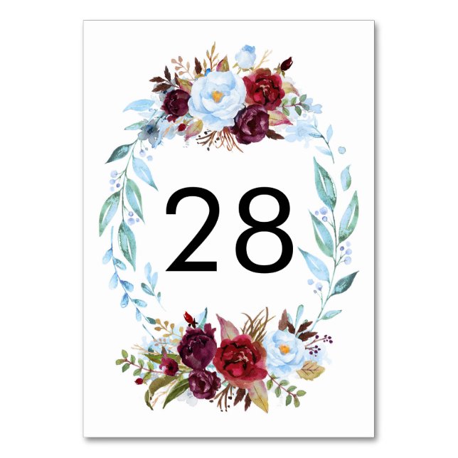 Cartes de numéro de tableau de Mariage bleu et rou (Par défaut)