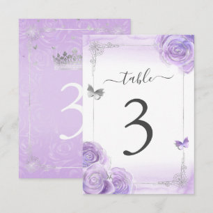 Cartes de numéro de tableau de Mariage clair viole