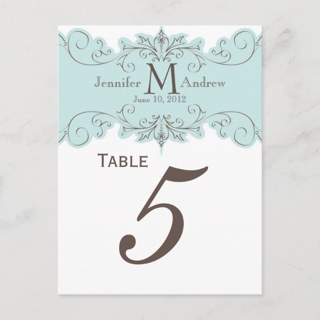 Cartes de numéro de tableau du Mariage du Monogram (Devant)