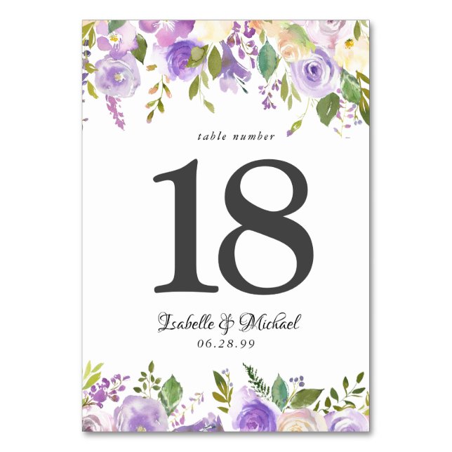 Cartes de numéro de tableau Floral Rose pourpre et (Par défaut)