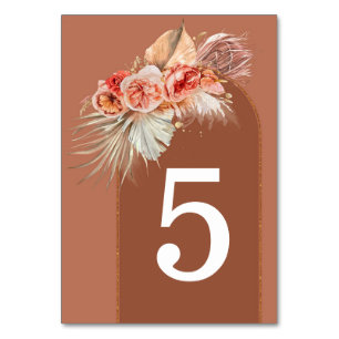 Cartes de numéro de tableau Floral Terracotta