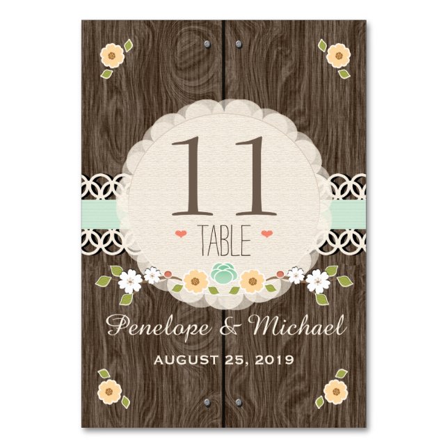 CARTES DE NUMÉRO DE TABLEAU MARIAGE DE BOHO FLORAL (Par défaut)