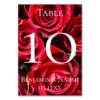 Cartes de numéro de tableau Mariage Red Roses