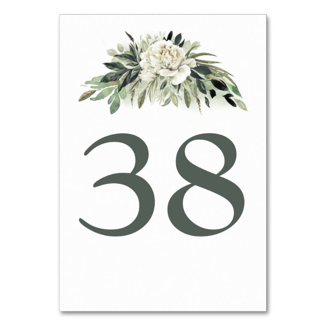 Cartes de numéro de tableau vert et blanc Fleur (Par défaut)