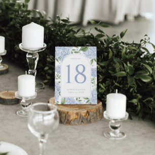 Cartes de numéros de table à arche d'hortensia ble