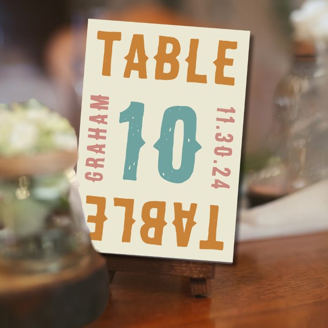 Cartes de numéros de table à typographie audacieus (Créateur téléchargé)