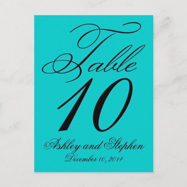 Cartes de numéros de table de mariage élégantes bl (Devant)