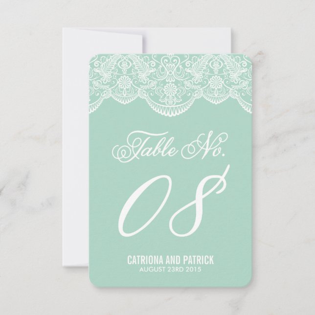 Cartes de numéros de table de mariage en dentelle  (Devant)