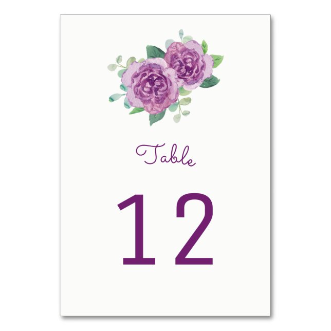 Cartes de numéros de table de Roses pourpres (Par défaut)