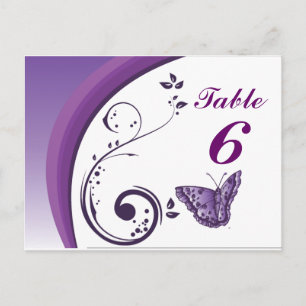 Cartes de numéros de table des papillons pourpres
