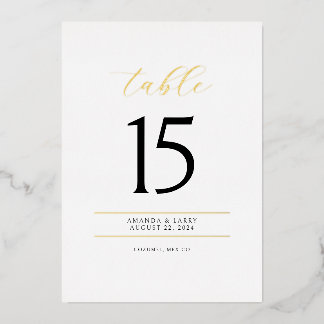 Cartes de numéros de table en feuille métallique é