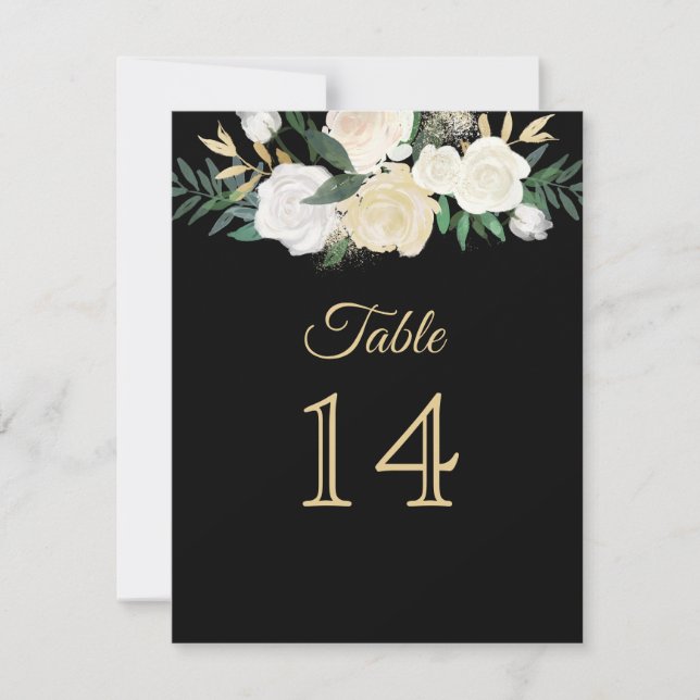 Cartes de numéros de table noires et dorées (Devant)