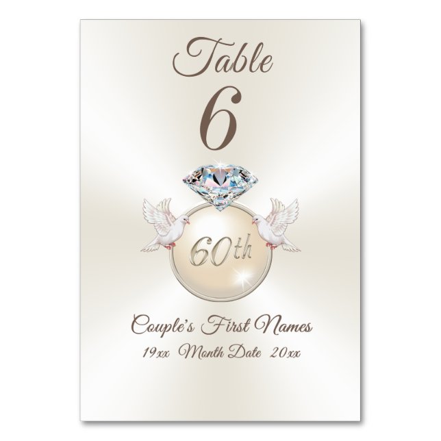 Cartes de numéros de table pour le 60e anniversair (Par défaut)