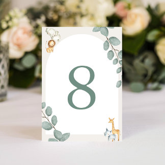 Cartes de numéros de table pour les animaux de saf