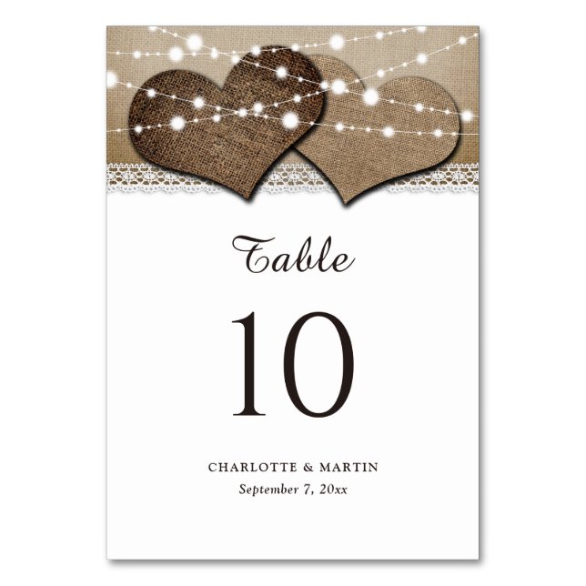 Cartes de numéros de table Rustic Country Burlap a (Par défaut)