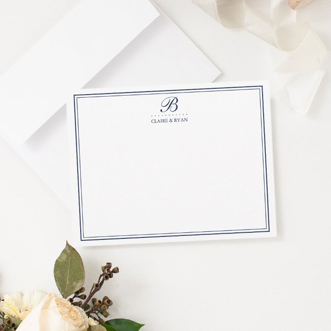 Cartes de papeterie à monogramme de mariage Navy S (Créateur téléchargé)