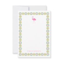 Cartes de papeterie personnelle Flamant Rose
