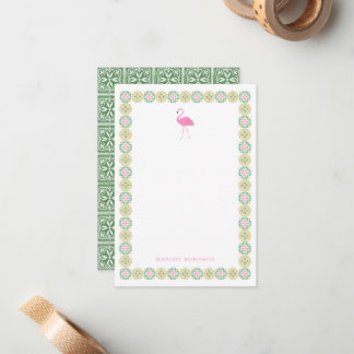 Cartes de papeterie personnelle Flamant Rose