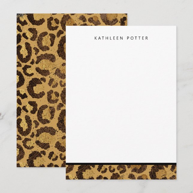 Cartes de papier à lettres Gold Poster de animal (Devant / Derrière)