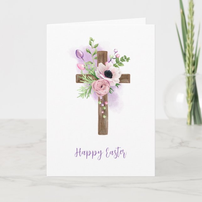 Cartes de Pâques - Cartes chrétiennes Roses violet (Devant)
