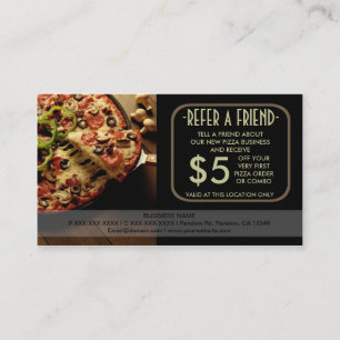 Cartes de parrainage pour une entreprise de pizza 