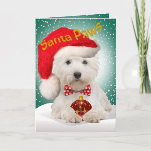 Cartes de pattes Westie Père Noël