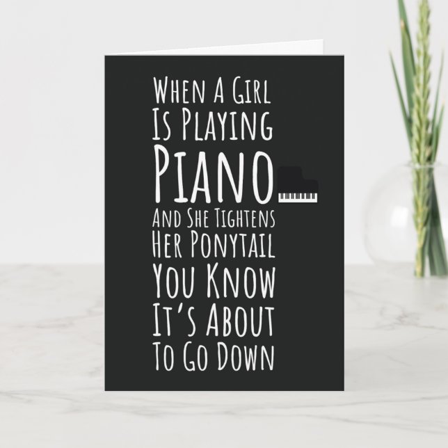 Cartes de piano drôles noir et blanc pour femmes e (Devant)