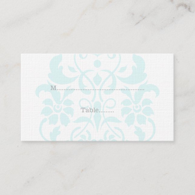 Cartes de Place Aqua Subtle Mariage damassé (Devant)