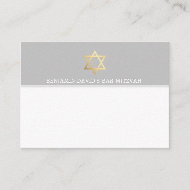 CARTES DE PLACE Bar Mitzvah étoile d'or de david g (Devant)