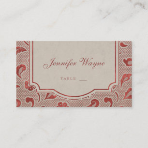 Cartes de place de mariage campagnard de dentelle