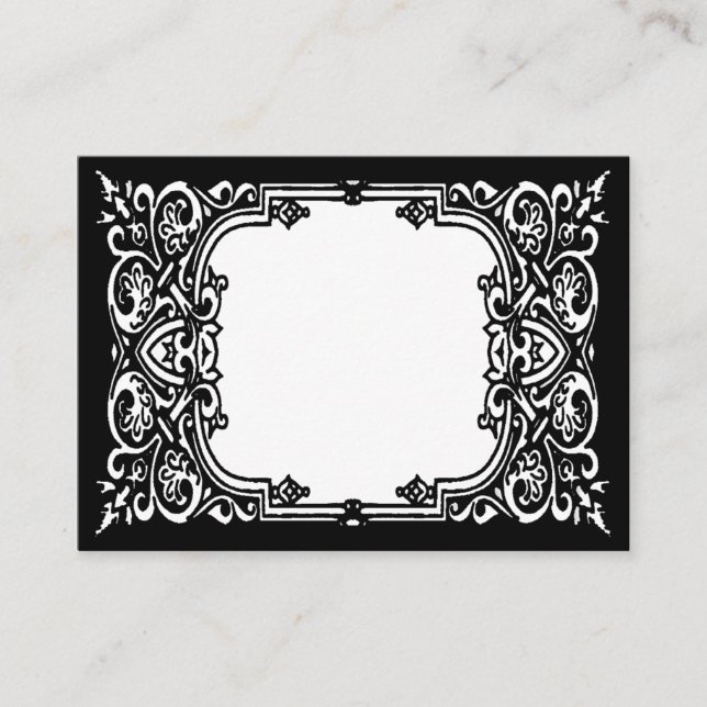 Cartes de place de nom noir et blanc (Devant)