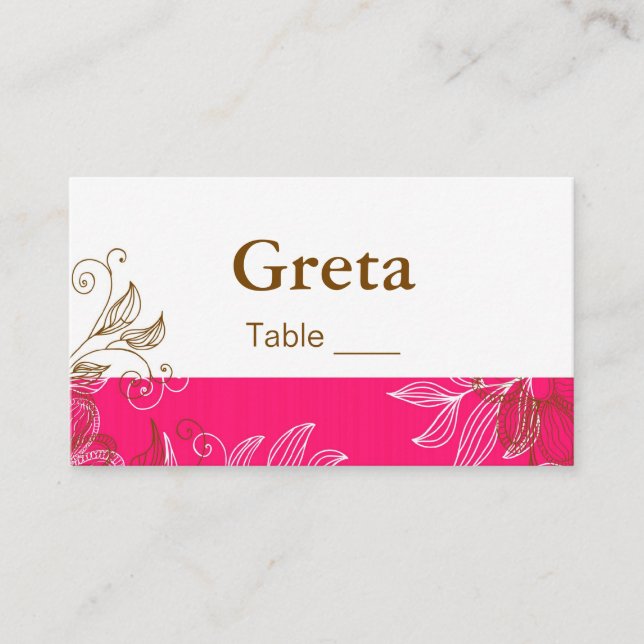 Cartes de place de table Brown et rose chaud (Devant)