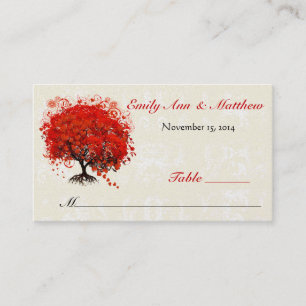 Cartes de place de table de l'arbre de feuilles du