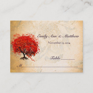 Cartes de place de table de l'arbre de feuilles du