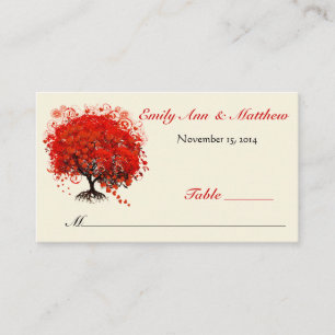 Cartes de place de table de l'arbre de feuilles du