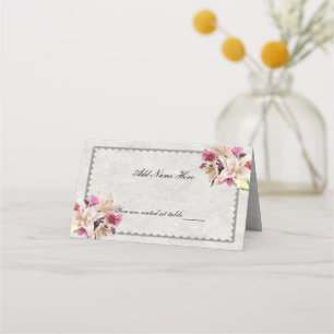Cartes de place de table pliée en marbre gris blan