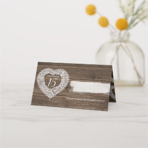 Cartes de place du mariage de coeur de dentelle ru