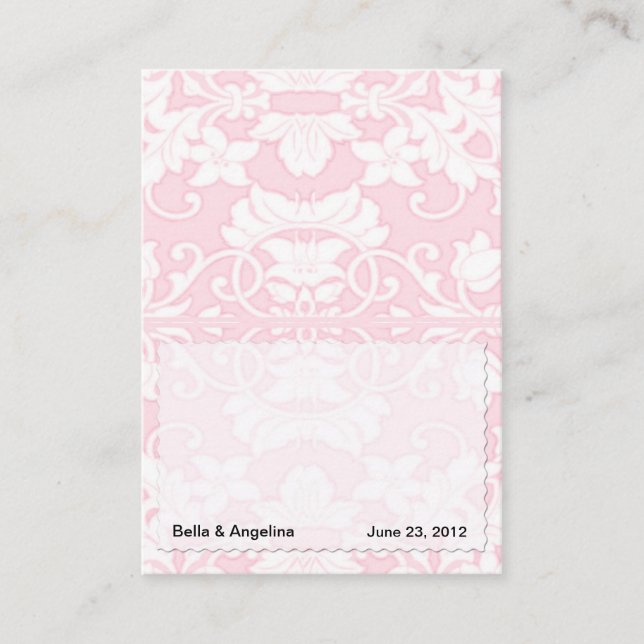 Cartes de place en Damas rose (Devant)