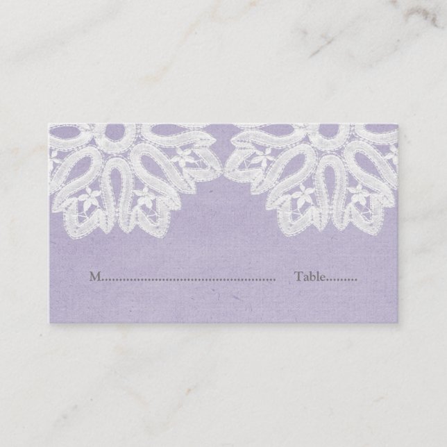Cartes de place en dentelle violette élégante (Devant)