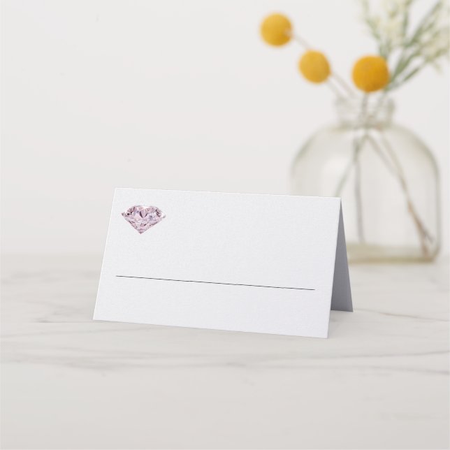 Cartes de place en diamant rose avec ligne vierge (Devant)