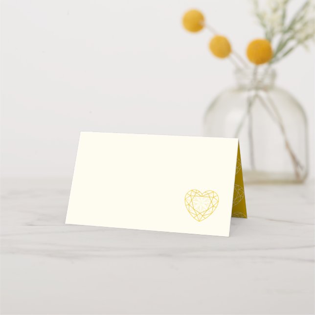 Cartes de place en or diamant coeur (Devant)