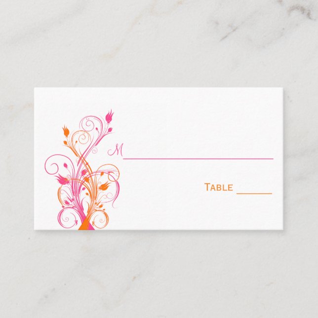 Cartes de Place Florale Blanche Rose Orange (Devant)