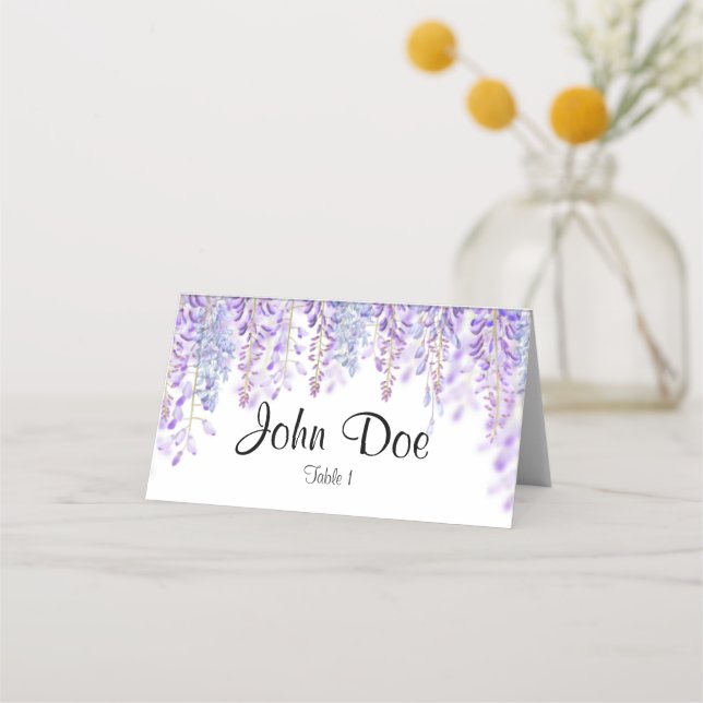 Cartes de place florales bleues et violettes (Devant)