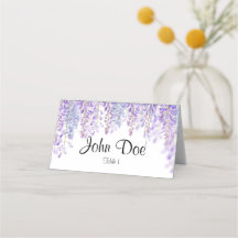 Cartes de place florales bleues et violettes