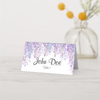 Cartes de place florales bleues et violettes