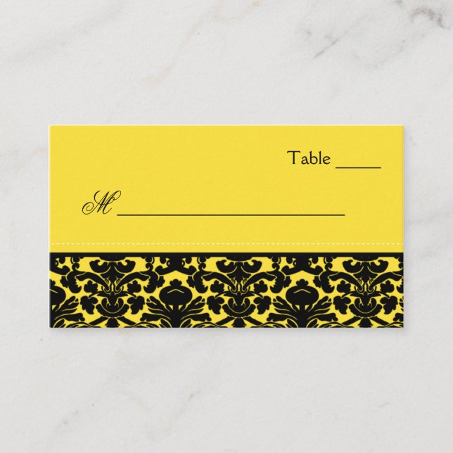 Cartes de place Jaune et Noir Damas (Devant)