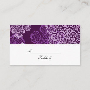 Cartes de Place Mariage damassé de Purple Eggplant